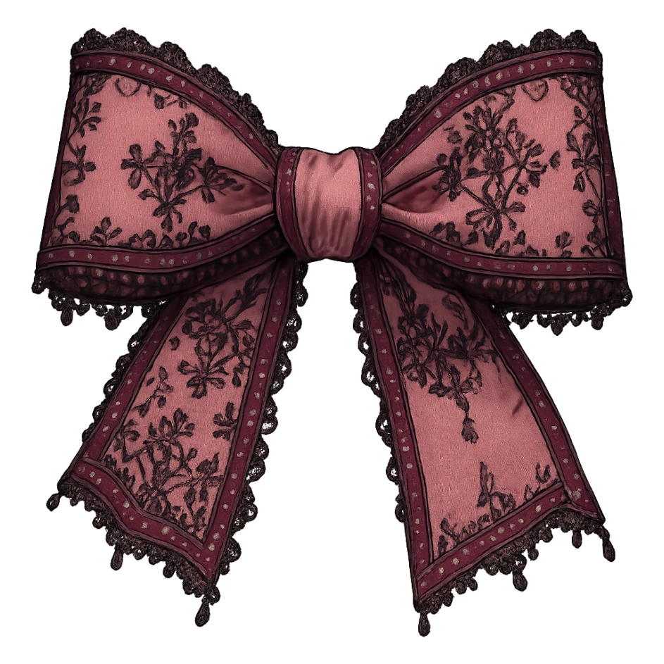 pink gothic bow with lace details and dark pink accents sticker