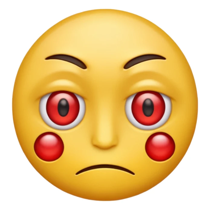 Red eyes on yellow emoji face drowsy look but with a smirk sticker