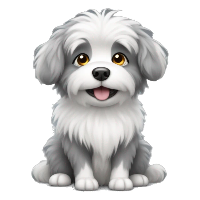 Grey and white little fluffy dog sticker