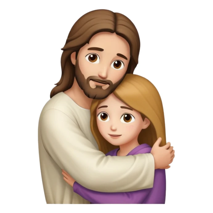 Jesus hugs a girl sticker