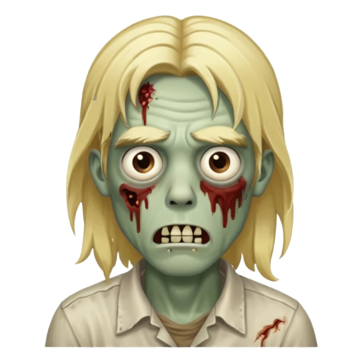 zombie guy with tired eyes and long blond hair  sticker