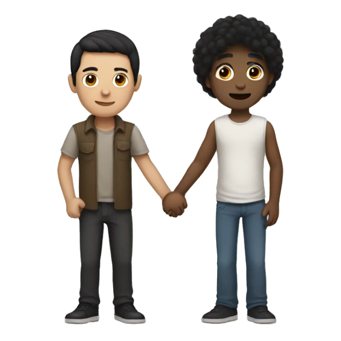 Tan man with black hair holding hands with white man with dark hair sticker