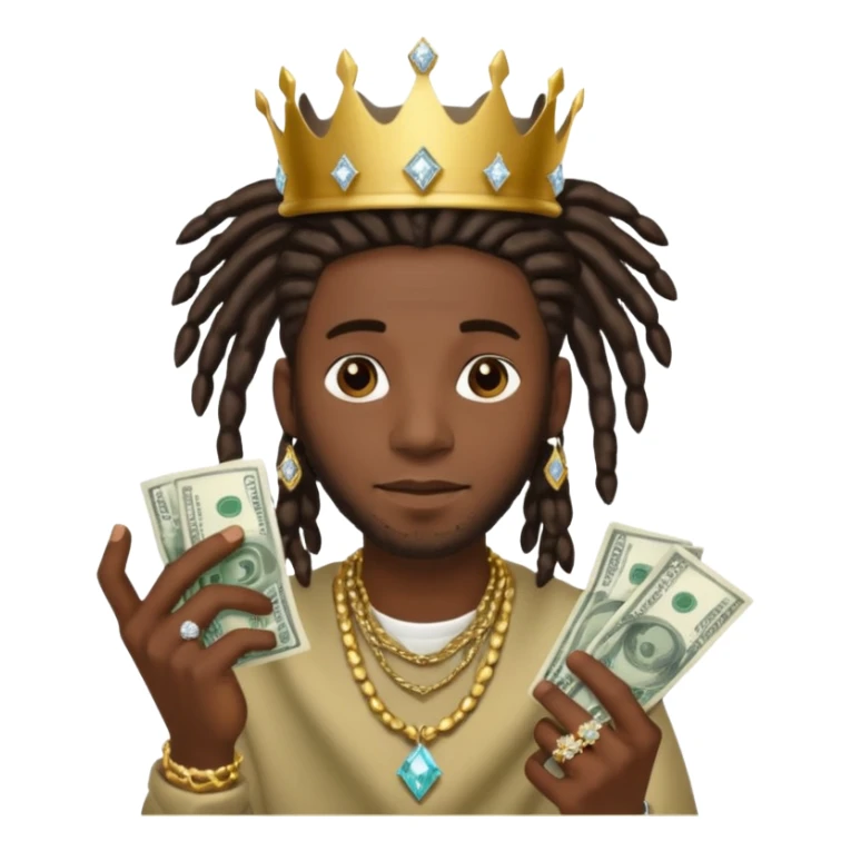 Black man dreads with crown diamond jewelry and money  sticker