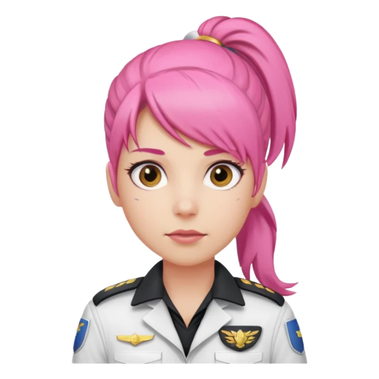 Commander Bloom – pink ponytail pilot in white uniform sticker