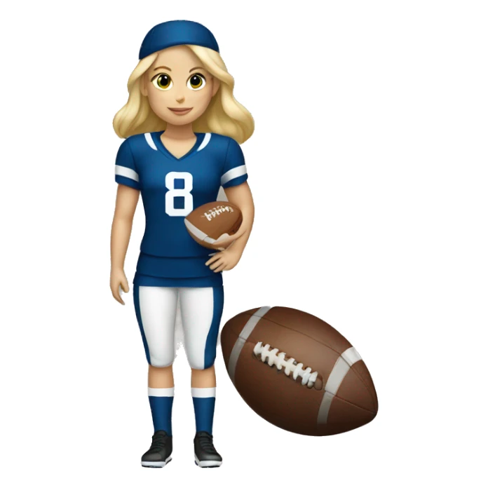 The blonde girl is dressed in a football uniform sticker