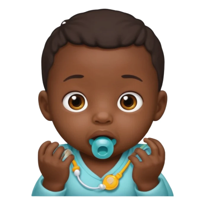 Black newborn baby, pacifier in mouth sticker