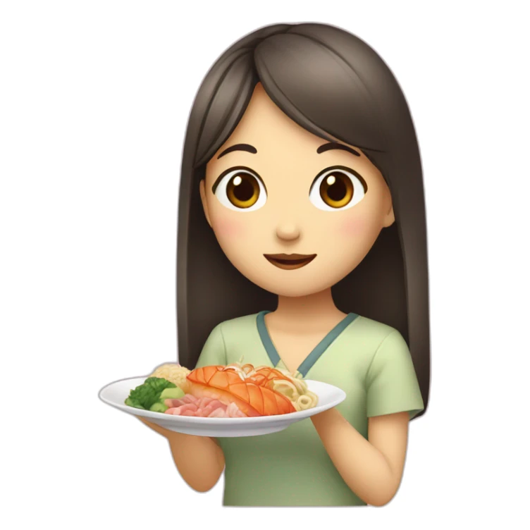 Girl eat japanese food sticker