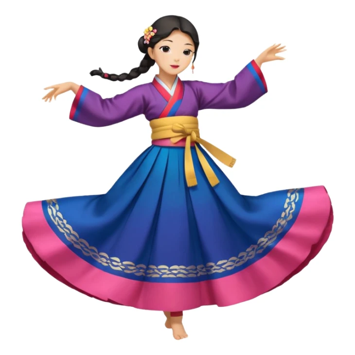 dancer silhouette in traditional Korean dress (hanbok) sticker