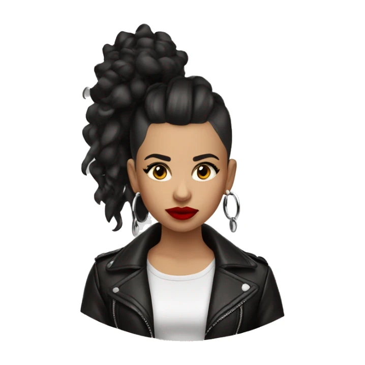 Hispanic girl Mohawk leather jacket hoop earrings red lipstick  sticker