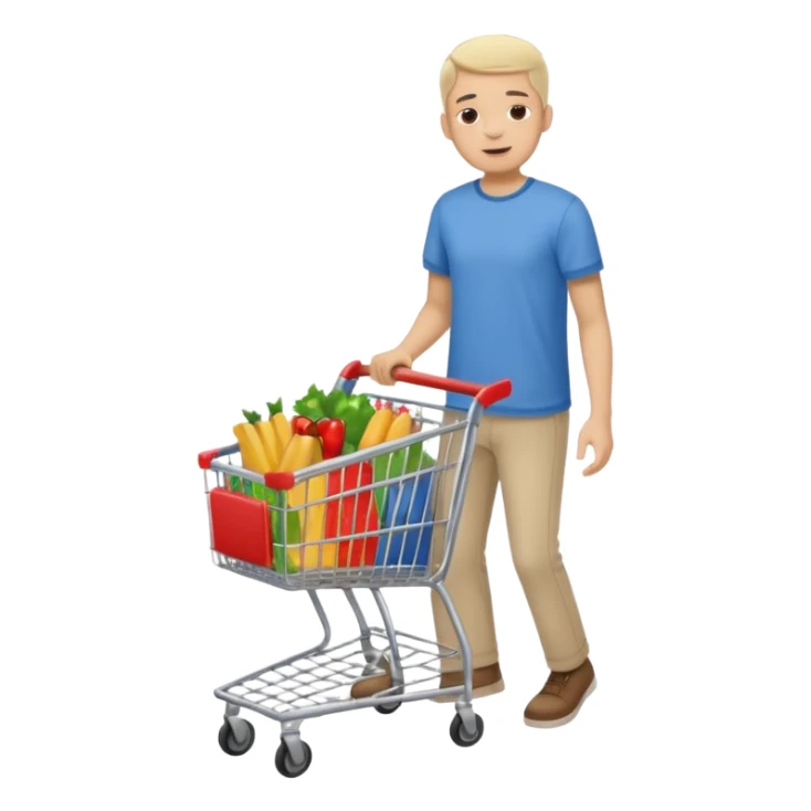 man-with-a-shopping-cart-full-body sticker