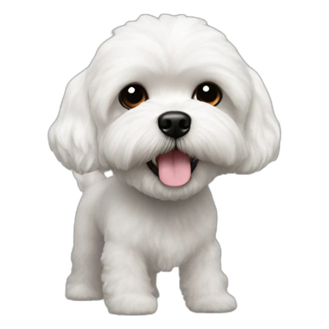 Bichon shihtzu poodle small snout white with black eyes and nose sticker