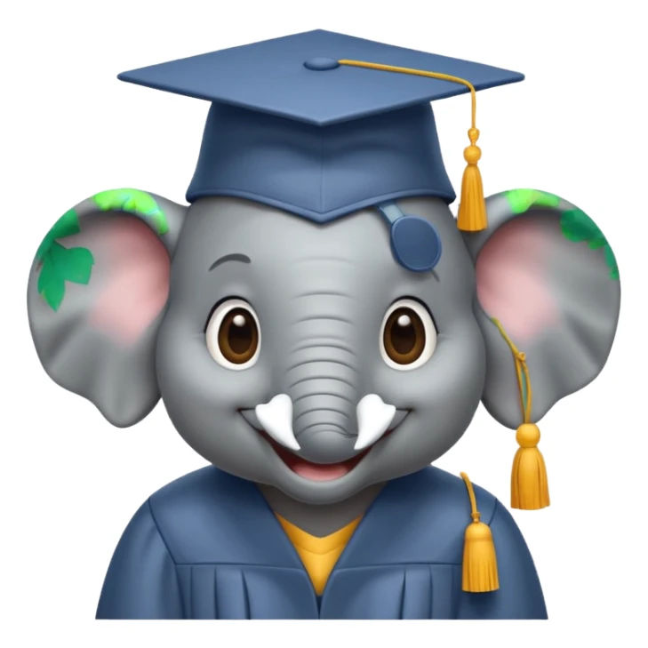 happy elephant wearing a graduation cap sticker