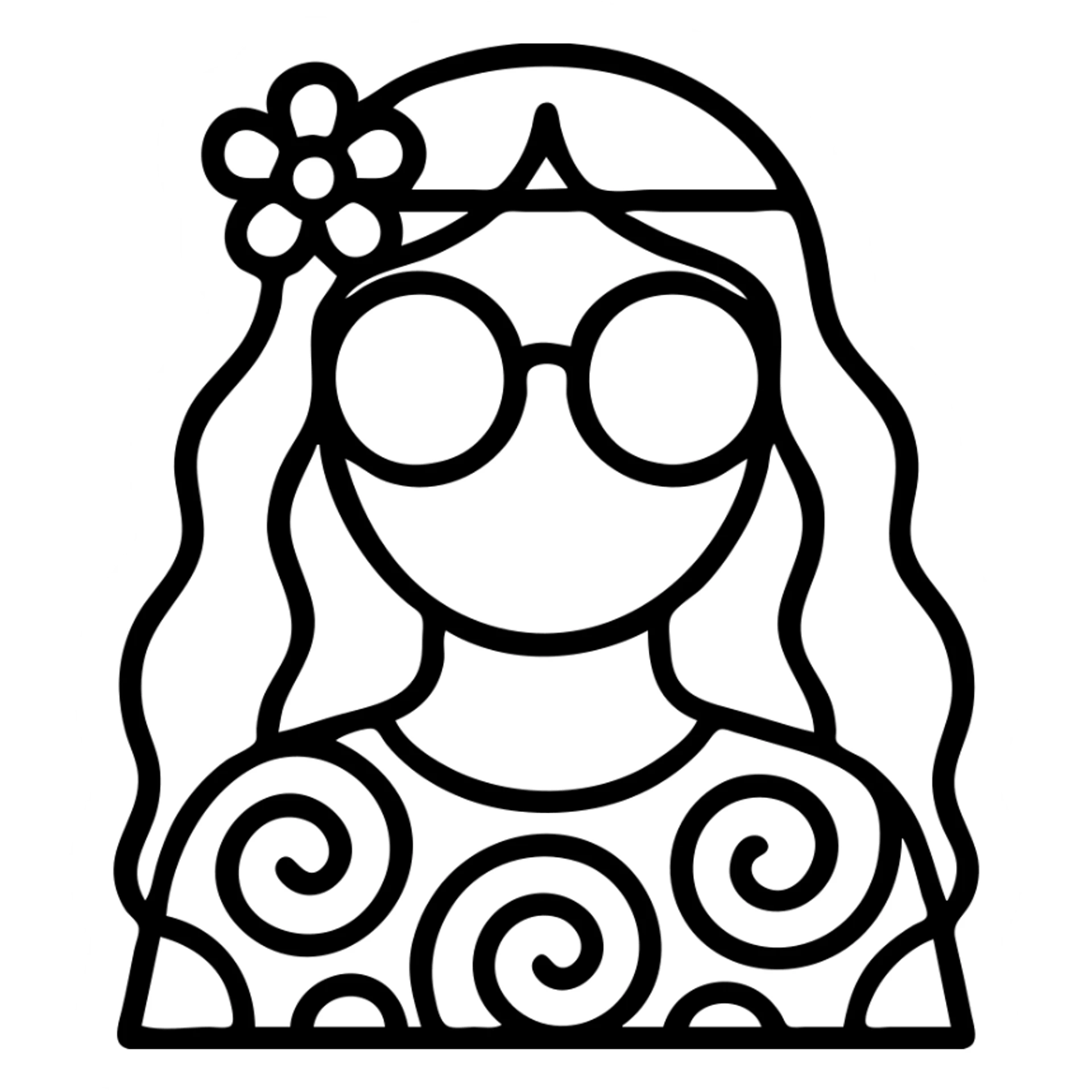 flower child, 1960s hippie, psychedelic patterns, big sunglasses, groovy, bold lines sticker