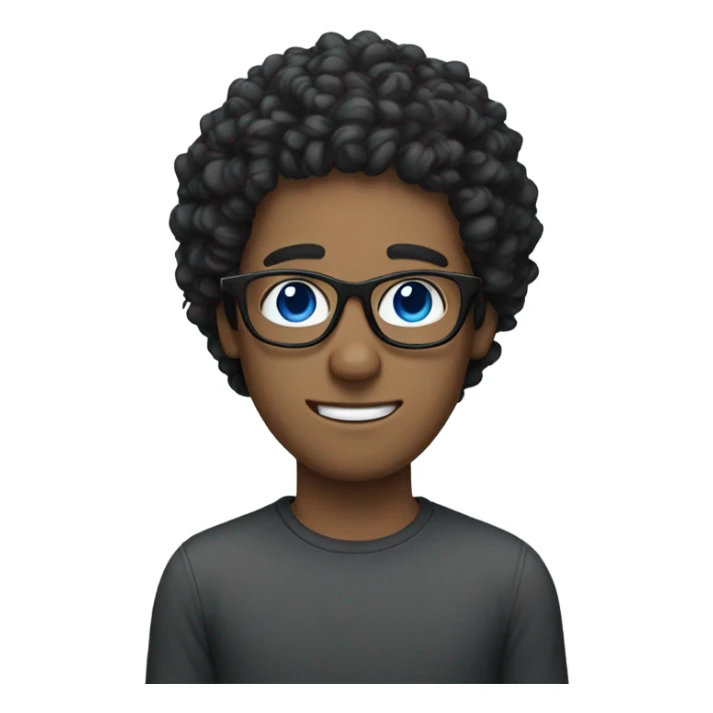 Guy with black curly hair and blue eyes and glasses  sticker