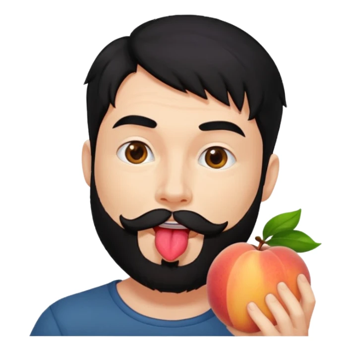Black hair Man red beard licking peach sticker
