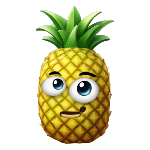 3D elegant shy pineapple  🍍 with big shiny eyes. The pineapple is embarrassed ☺️ sticker