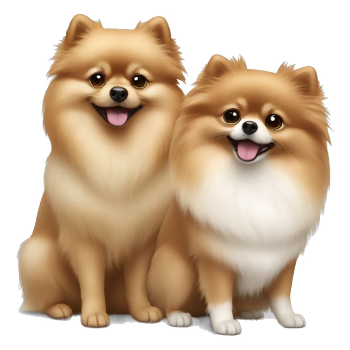 White Pomeranian and brown Pomeranian playing together  sticker