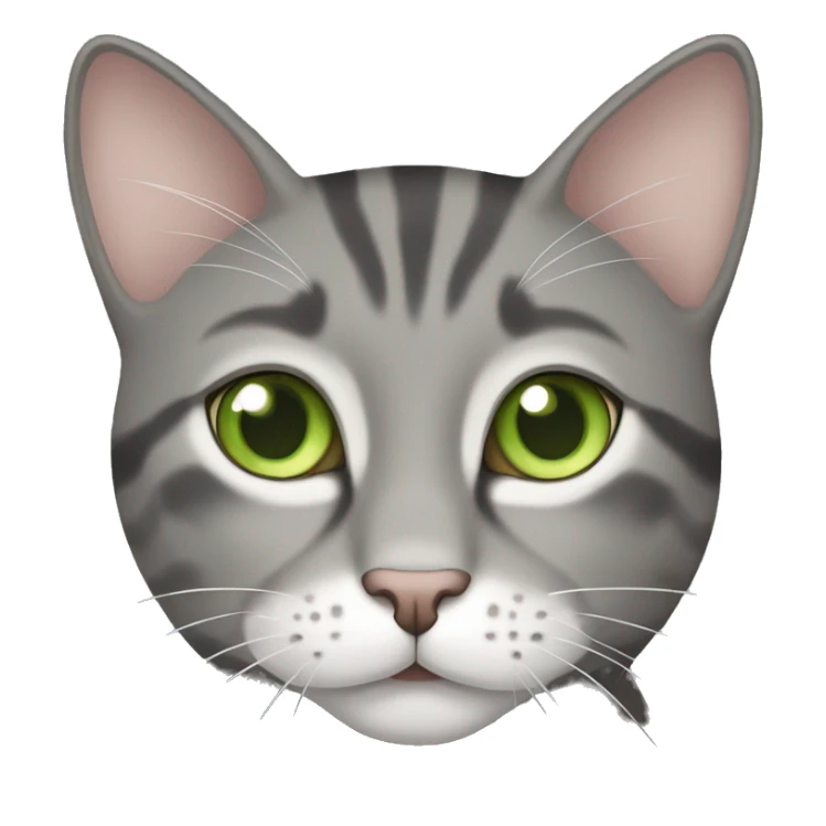 Tabby gray cat with white mouth and white nose and light green eyes sticker
