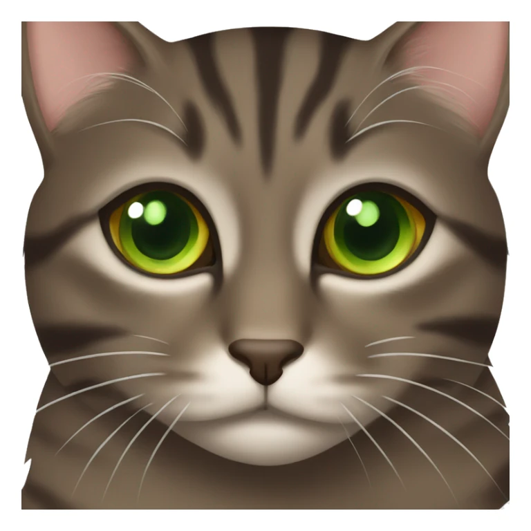 Dark brown tabby cat with brown some green eyes  sticker