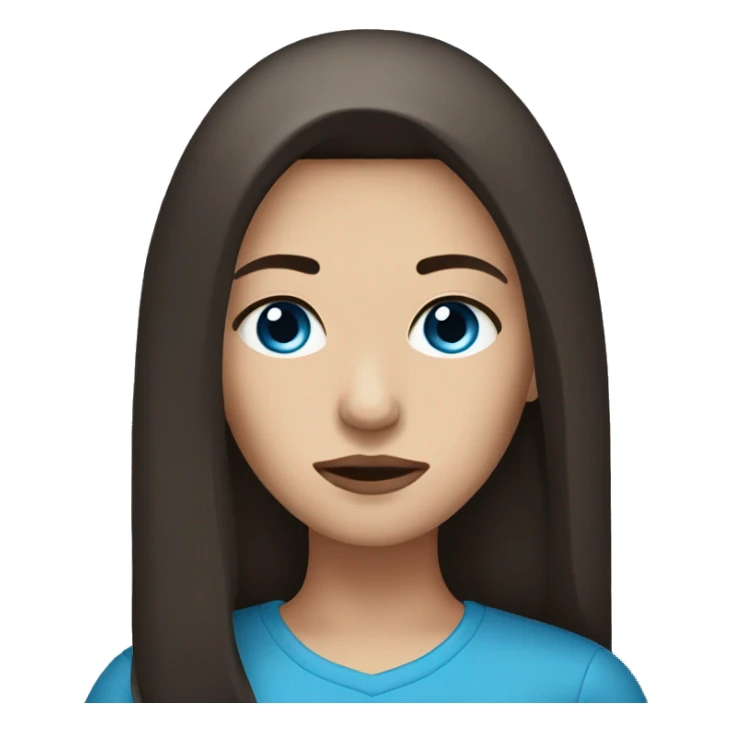 woman with dark brown straight hair and blue eyes sad sticker