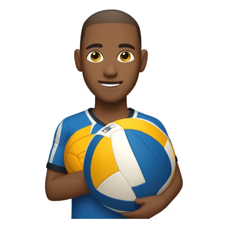 tan brown skin tall guy buzz cut standing with volleyball sticker