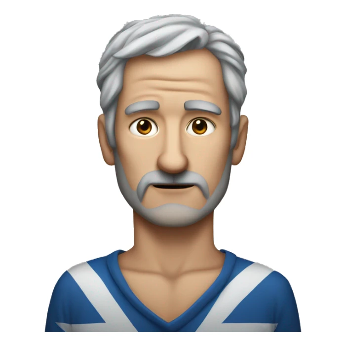 Middle age man grey hair saltire painted face sticker