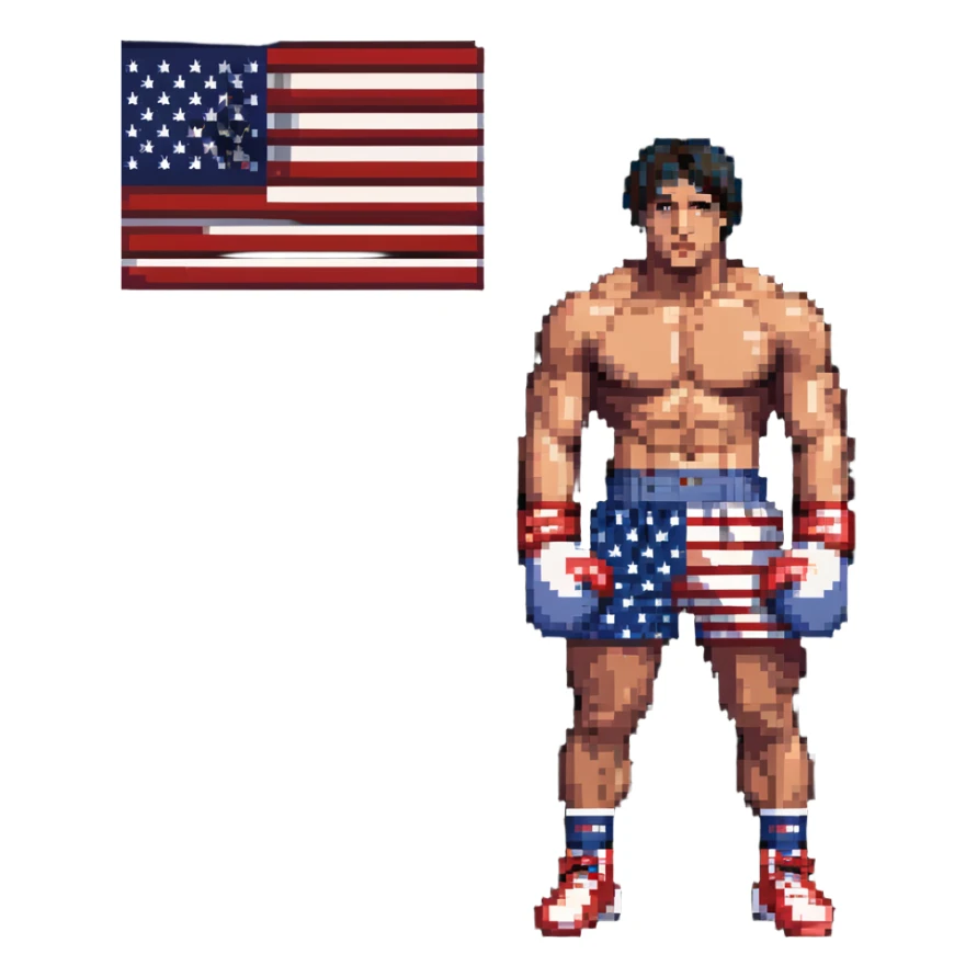 Rocky Balboa boxer with american flag shorts sticker