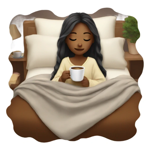 girl inside a blanket sipping coffee eyes closed sticker