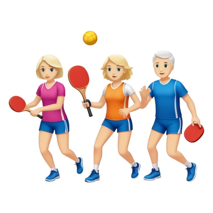 4 white people playing pickball. Two guys two girls  sticker