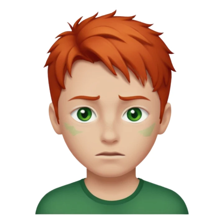 A red-haired boy with green eyes with a scar on his eyebrows sticker