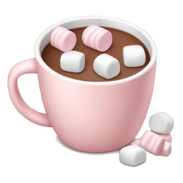 Light Pink mug of hot chocolate with marshmallows  sticker