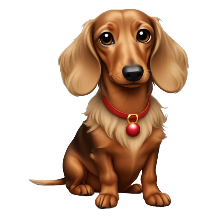 Mini long hair tan dachshund dressed like Rudolph sticker