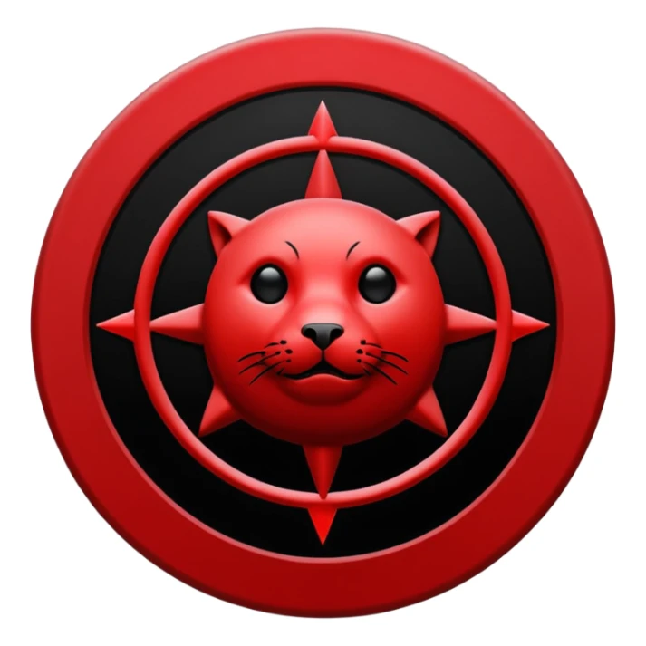 iOS sticker, summoning seal, black circle, red symbol, minimal sticker