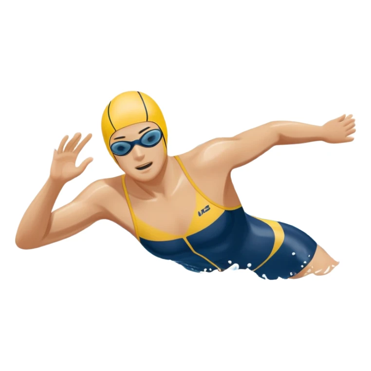 An icon featuring a swimmer in mid-stroke, cutting through the water with a strong, fluid motion. The design includes ripples around the swimmer’s body and a pool lane line in the background, symbolizing speed and technique in swimming. Transparent background highlights the grace sticker