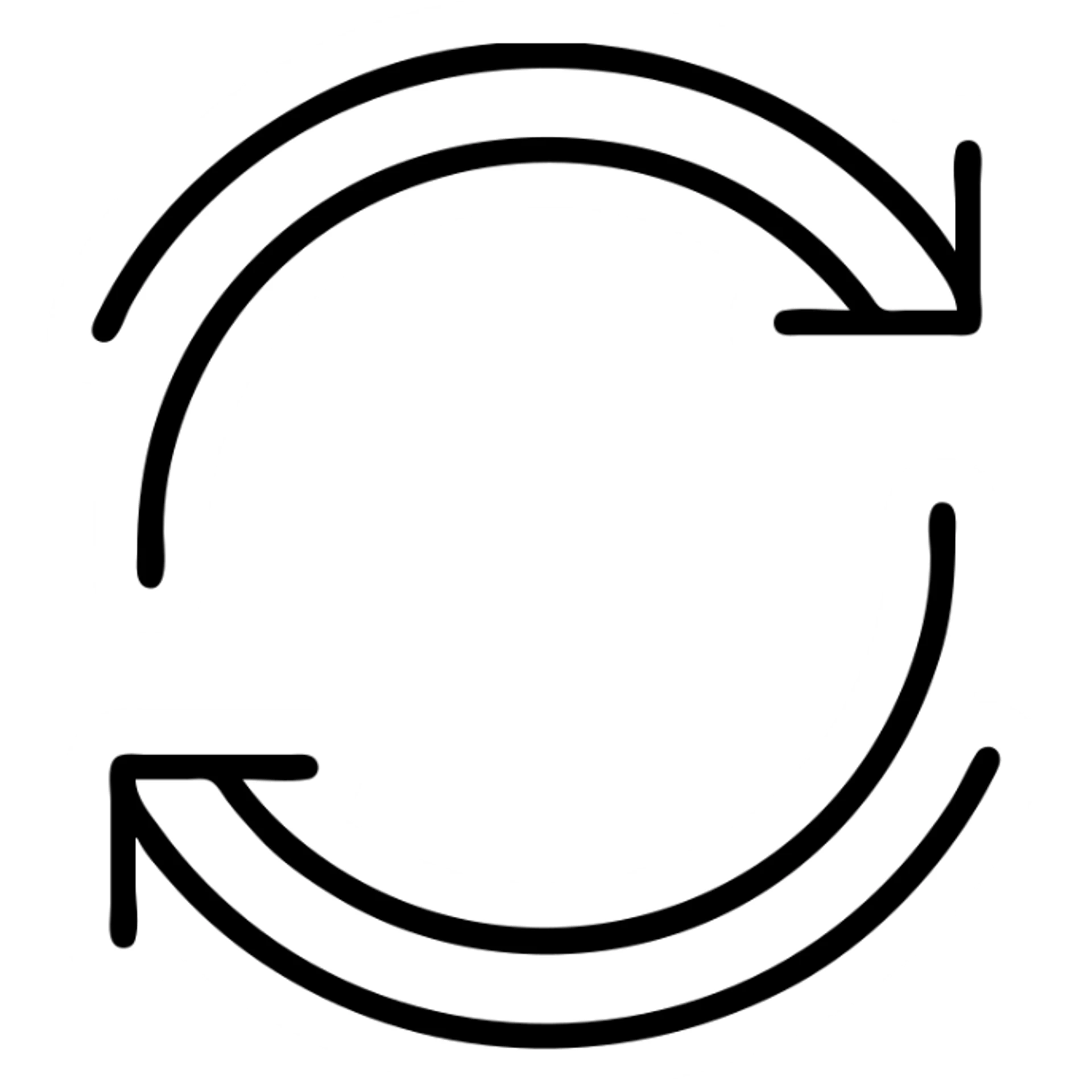 circular loop made of two arrows, pointing left, refresh or reload icon, outline icon style sticker