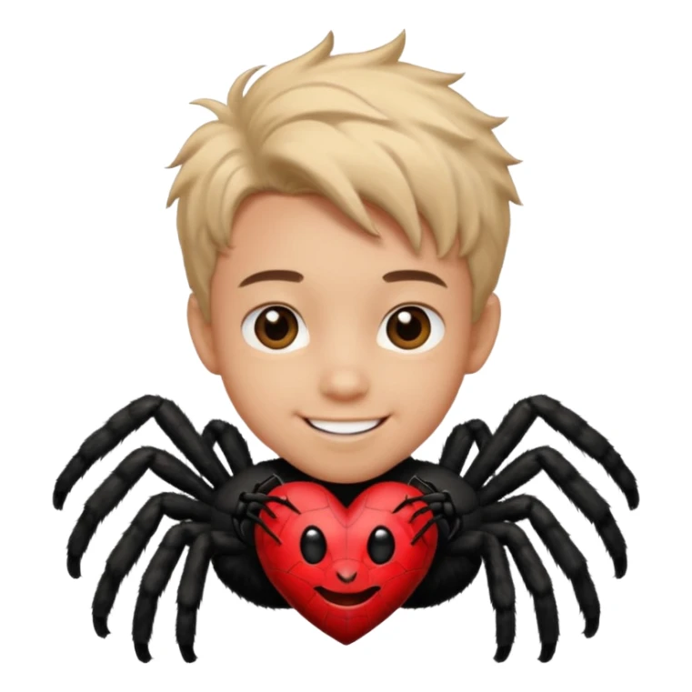 boy face spider in love give hart sticker