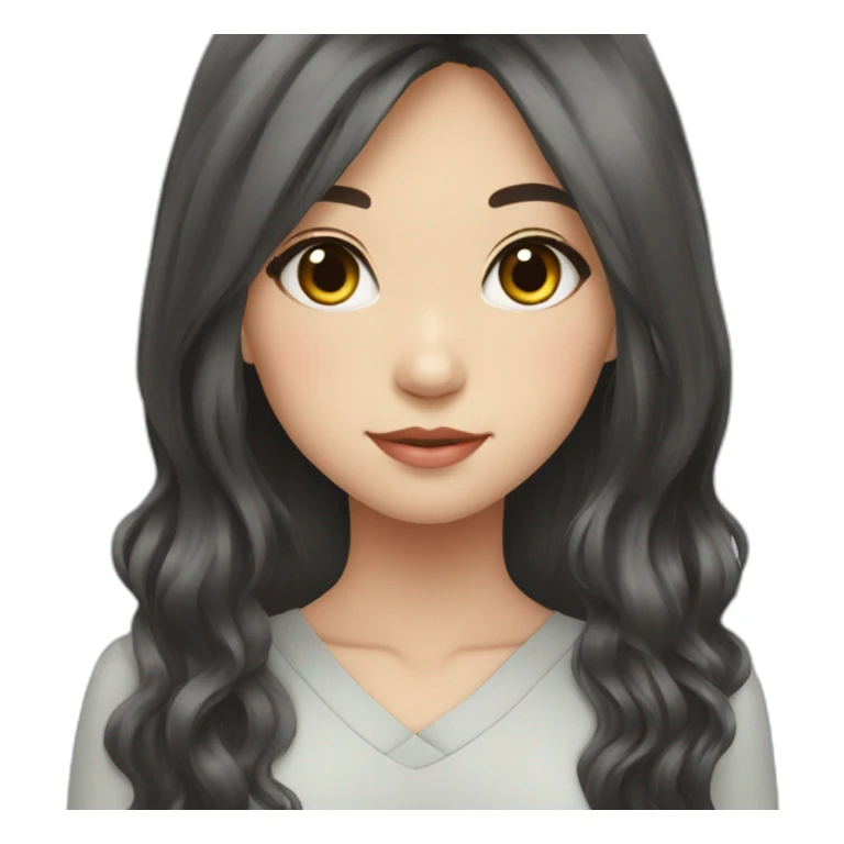 girl Japanese long hair black sticker