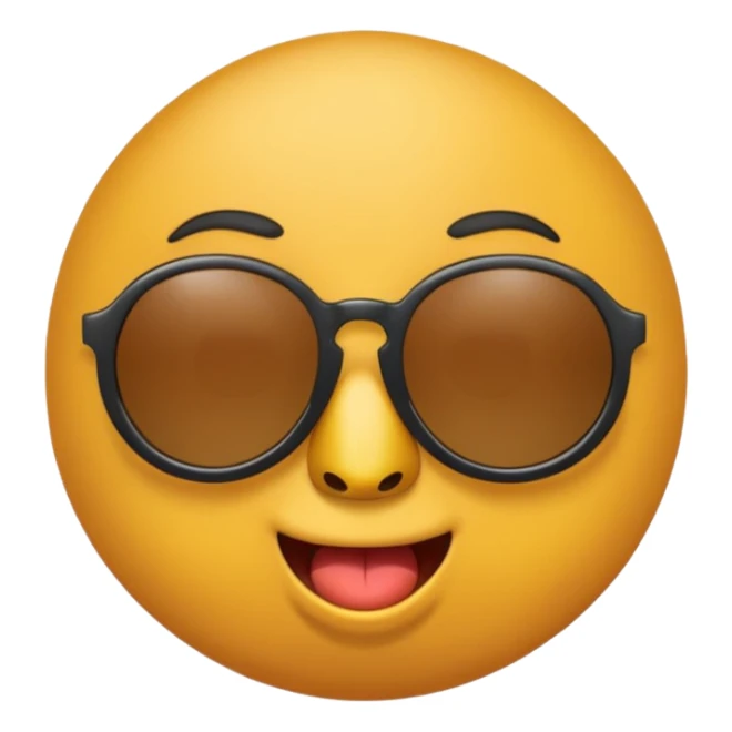 a round yellow circular emoji wearing cool sunglasses with a cocky face sticker