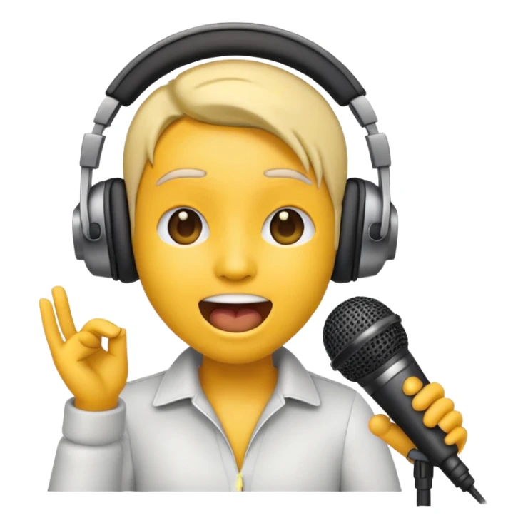 emoji wearing headphones singing into microphone sticker