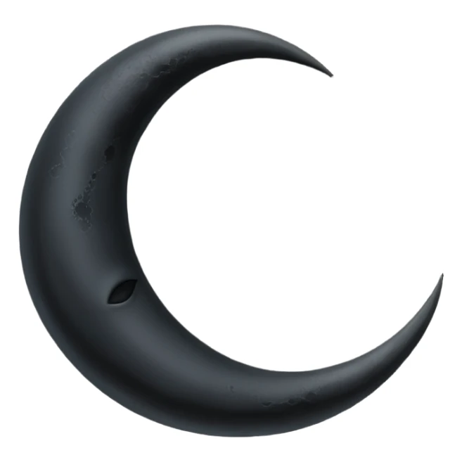 dark crescent moon emoji style with no face no eyes no mouth solid dark colour no glow or other items  sticker