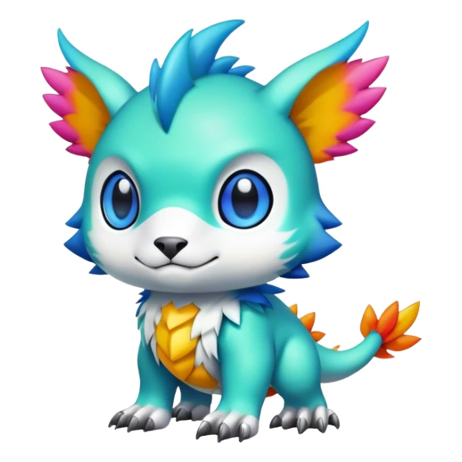 Cute cool colorful fantasy-Digimon-animal-hybrid full body sticker