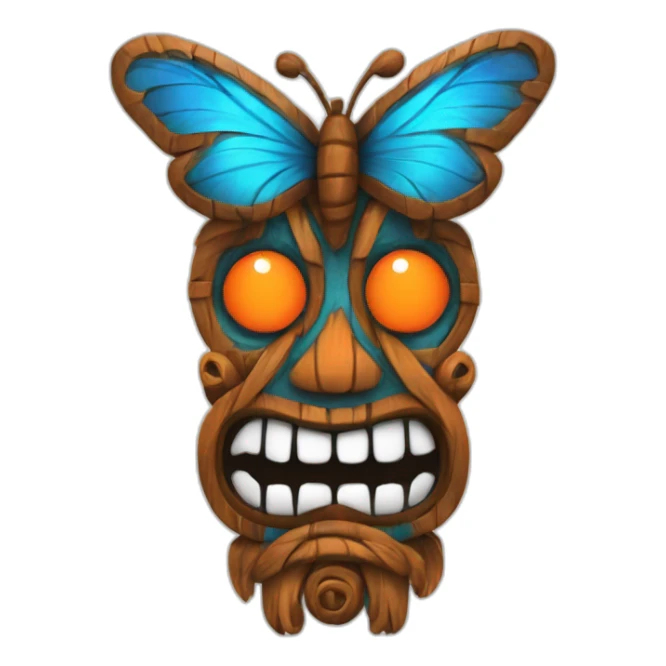 Tiki with colors blue and orange-butterfly-tornado-fun-love-eyelash sticker