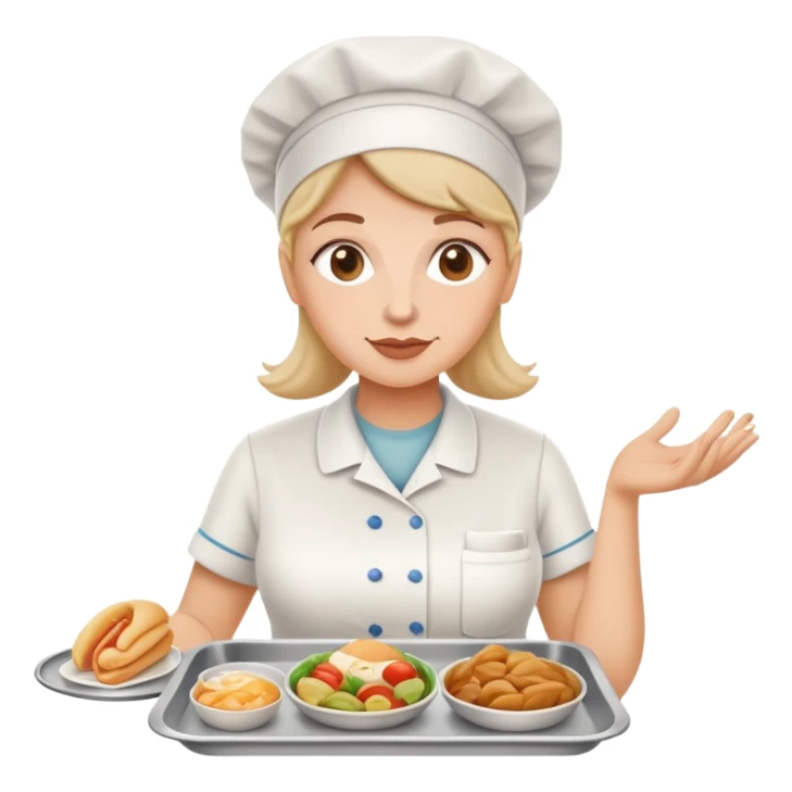 lunch lady serving gross cafeteria food, simple and expressive sticker
