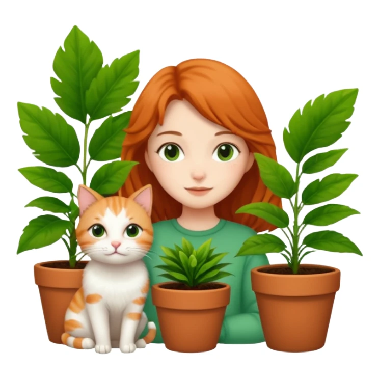 girl with cat and plant sticker