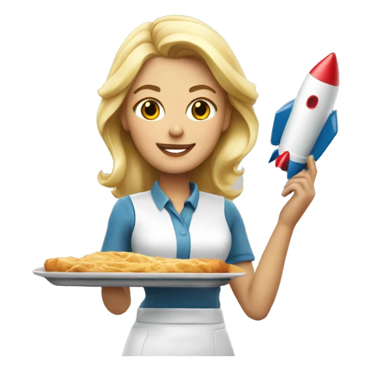 blonde waitress with a rocket on her tray sticker