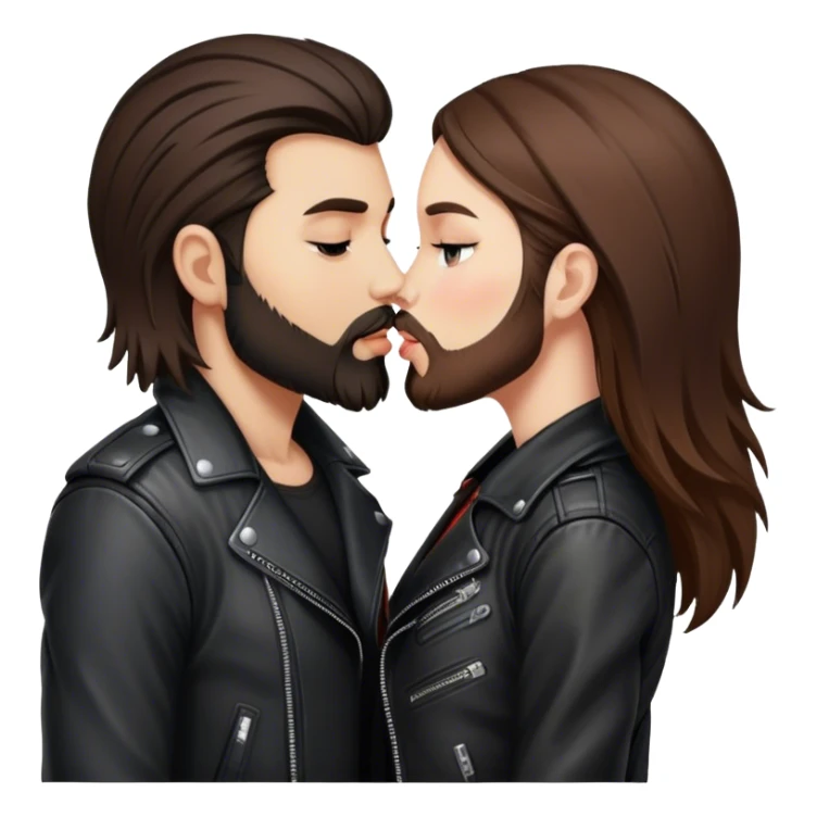 A rocker girl with kissing a brunette boy with a beard and leather jacket  sticker