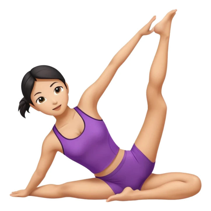 asian female stretching sticker
