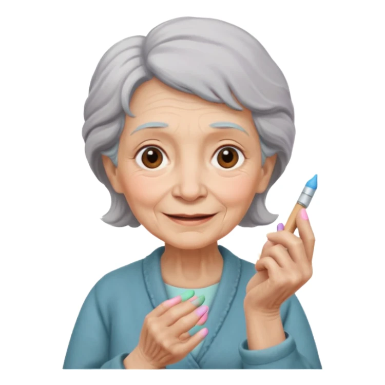 Kind Teacher – old woman, soft smile, holding chalk sticker