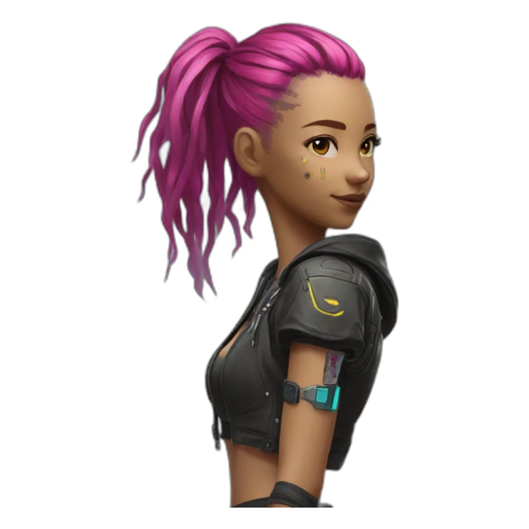 Multicolored-haired girl cyberpunk 2077 sticker