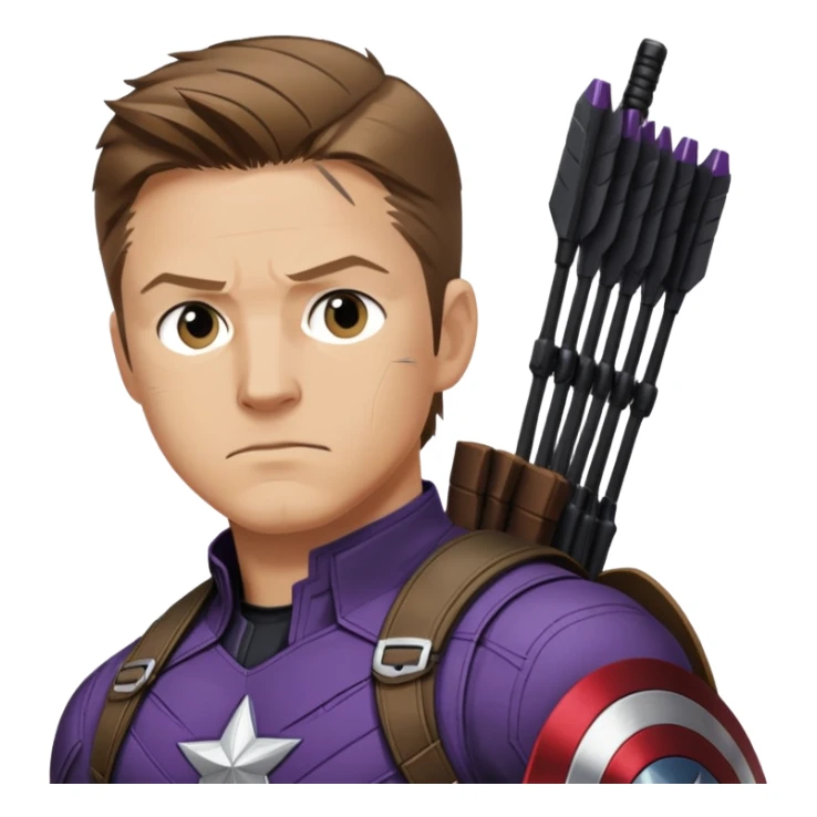 hawkeye clint barton portrait marvel, brown hair from captain america: civil war sticker